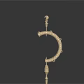 Intricate Golden Sculpture Carving Featuring Ornate Curved Structure With Decorative Spires And Detailed Engravings