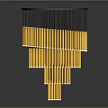 Modern Chandelier With Yellow Hanging Columns And Black Circular Top
