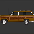 Classic Brown Vintage SUV With Wooden Side Trim And Roof Rack Retro Design