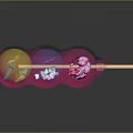 Colorful Fruit Skewer With Decorative Flower Shapes On Wooden Stick