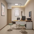 Modern Medical Consultation Room Interior With Desk Computer Posters And Green Stools