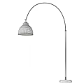 Modern Arched Floor Lamp With Brass Finish And Fabric Shade