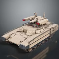 Modern Military Tank with Sand Colored Armor Tracks Turret and Weapon System