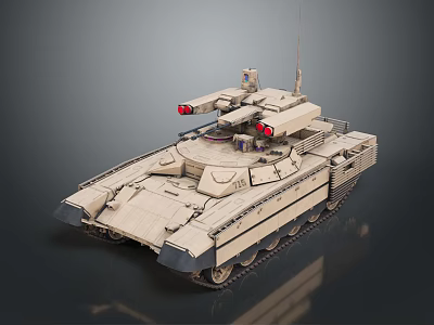 Modern Military Tank with Sand Colored Armor Tracks Turret and Weapon System 3d model