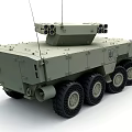 Military Green Wheeled Tank With Top Mounted Weapon System Number 333 And Badge