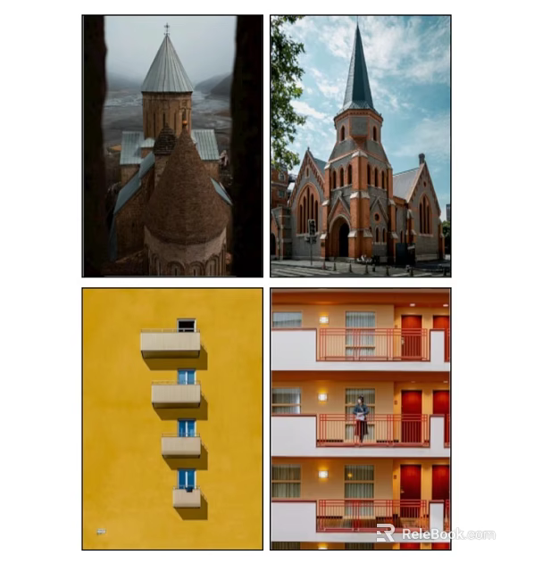 Colorful Architectural Landscape Paintings Featuring Historic Spires And Urban Balconies 3d model 