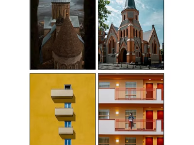 Colorful Architectural Landscape Paintings Featuring Historic Spires And Urban Balconies 3d model
