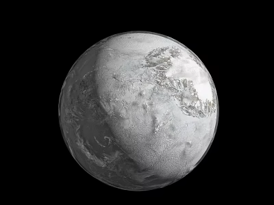 Distant Icy Planet Textured Surface In Cosmic Space Exploration 3d model