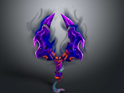 Fantasy Weapon Design With Purple Orange Flame Effects And Intricate Structure 3d model
