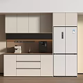Modern Kitchen Sideboard With White Cabinets Drawers And Coffee Machine