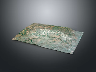 Natural Landscape Topographic Map With Mountain Ranges River Networks And Terrain Texture 3d model