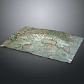 Natural Landscape Topographic Map With Mountain Ranges River Networks And Terrain Texture
