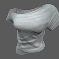Gray Off Shoulder Short Sleeve T Shirt With Pocket
