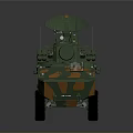 Green Orange Camouflage Six Wheeled Tank With Turret And Antenna Military Vehicle