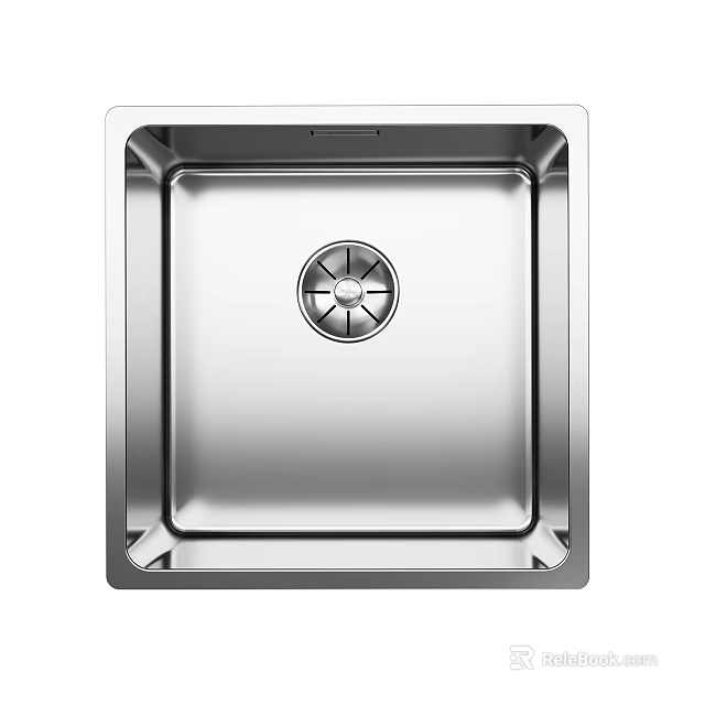 Stainless Steel Square Kitchen Sink With Central Drain And Modern Design 3d model 