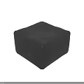Black Leather Square Ottoman Modern Design With Soft Surface And Stitching Detail 3d model