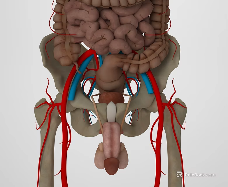 3D Human Pelvic Organs Anatomical Model With Blood Vessels Structure 3d model 