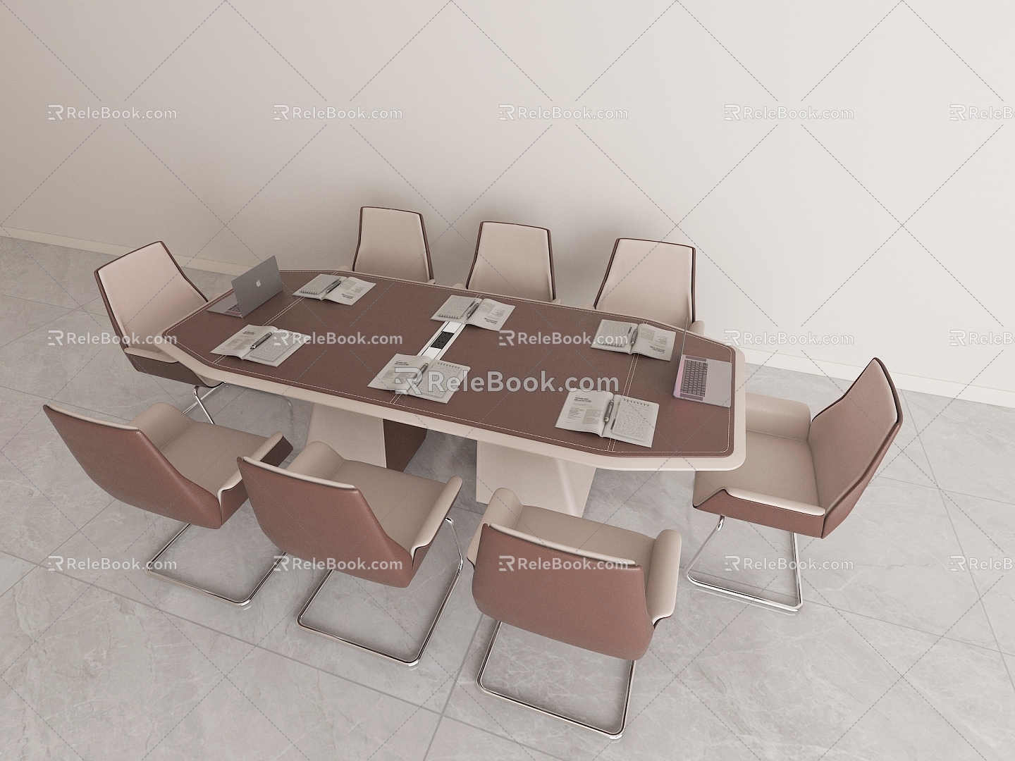 Multi-person meeting table and chair combination model