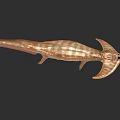 Unique Aquatic Animal With Long Tail Large Fins And Golden Striped Body