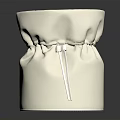 White Fabric Storage Bin With Pleated Design And Silver Tie Detail For Home Organization