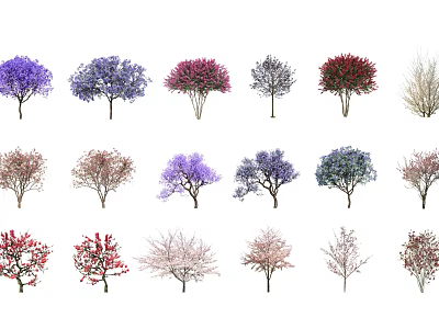 Various Colorful Flowering Shrub Varieties With Purple Pink Red Blooms 3d model