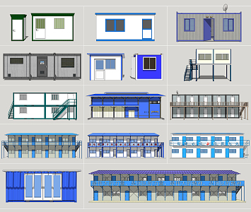 Modern building construction site activity board room 3d model