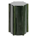 Green Ceramic Corner Table With Vertical Lines For Modern Home Decor