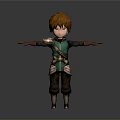 3D Fantasy Man With Red Hair Green Tunic Brown Pants Metal Shoulder Armor Arms Outstretched