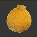 Ripe Orange Fruit With Textured Skin Stem End Knob On Dark Background And Shiny Reflection