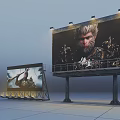 Roadside Facilities Featuring Two Illuminated Billboards With Advertising Displays And Lighting