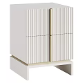 Modern White Bedside Table With Vertical Striped Panels And Square Base