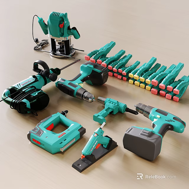 Essential Hardware Tools Collection Including Power Drills Screwdrivers And Professional Power Tools 3d model