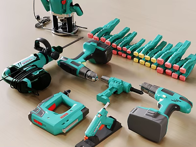 Essential Hardware Tools Collection Including Power Drills Screwdrivers And Professional Power Tools 3d model