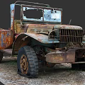 Vintage Rusty Old Truck Featuring Broken Windows Worn Tires And Weathered Body
