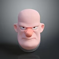3D Animated Character Head With Bald Features And Serious Facial Expression 3d model