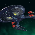 Two Futuristic Blue Sci Fi Vehicle Models With Red Accents Circular Structures And Wings