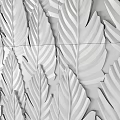 White Leaf Shaped 3D Textured Wall Decor Design For Modern Interiors 3d model