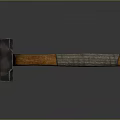 Durable Steel Head Hammer With Orange Wooden Handle And Wrapped Grip Design