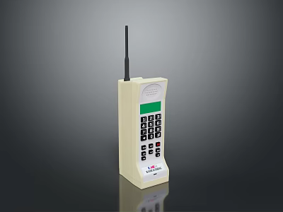 Vintage Handheld Computer Device With Antenna Keypad And Green Display Screen 3d model