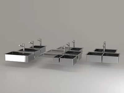Stainless Steel Kitchen Sinks With Faucets For Modern Home Appliances 3d model
