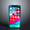 Modern Smartphone With Blue Frame And App Icons On Colorful Screen
