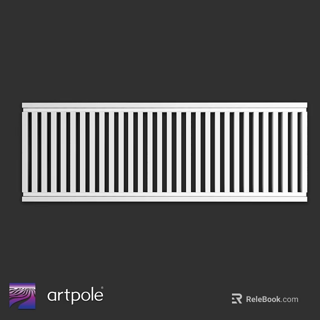 Long White Decorative Component With Vertical Stripes And Rectangular Frame 3d model 