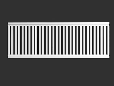 Long White Decorative Component With Vertical Stripes And Rectangular Frame 3d model