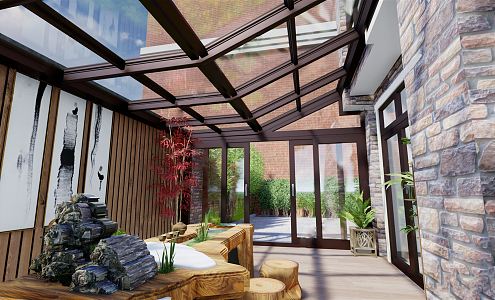 New Chinese Sun Room Leisure Room 3d model