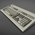 Vintage Computer Keyboard With Classic Key Layout And Multiple Gray White Keys 3d model