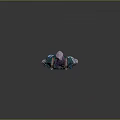 Game and Movie Character With Purple Hair Green Outfit Armor Orange and Blue Accents