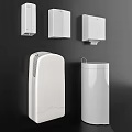 Modern White Washing Daily Essentials With Trash Bin Hand Dryer And Tissue Holder