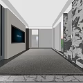 Colorful Sample Wall In Modern Display Area With Long Table And Chairs