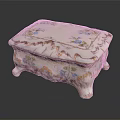 Floral Decorative Porcelain Box With Blue Flower Patterns Gold Accents And Carved Legs