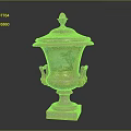 Pink Decorative Ornament Set With Gold Accents Lid And Landscape Painting Design